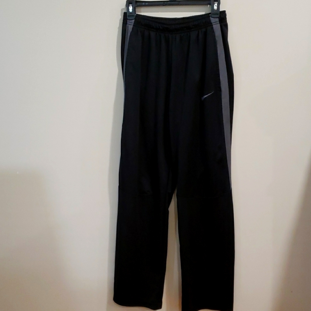 Nike Black Track Pants with Gray Side Stripes